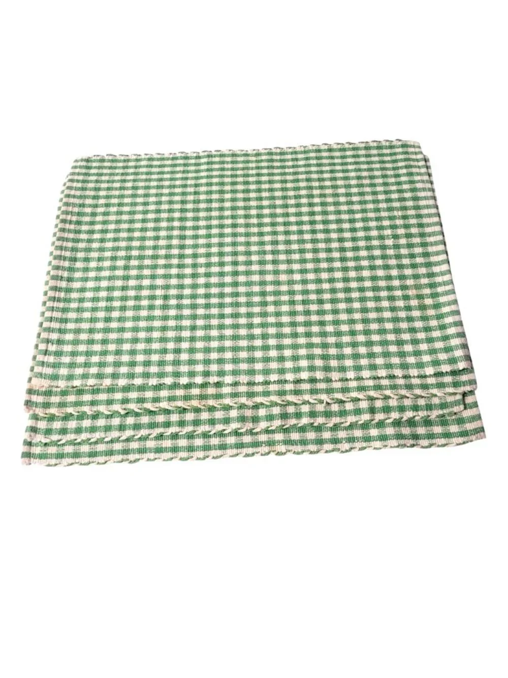 Green & White Gingham Placemats Set 4 Woven Cotton Blend Farmhouse Country